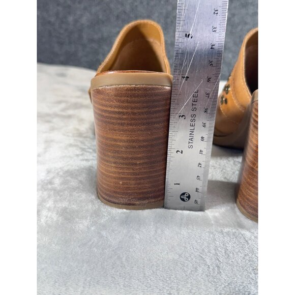 Mia womens shoes 8.5M Y2K Brown leather chunky mules heels 4" - Picture 16 of 16